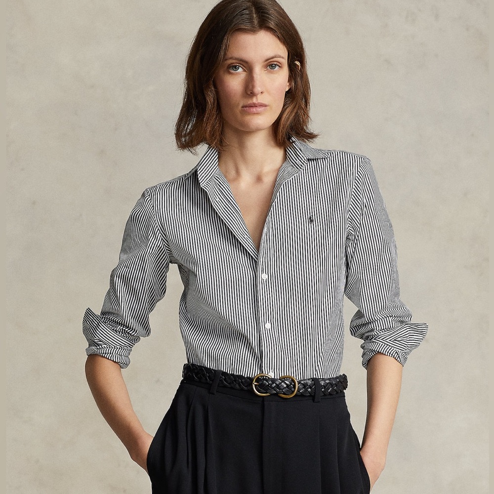 Polo by Ralph Lauren Black and White Striped Button Down Shirt